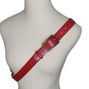 Liz Clairborne Vintage Leather Faux Crocodile   Belt Size Large